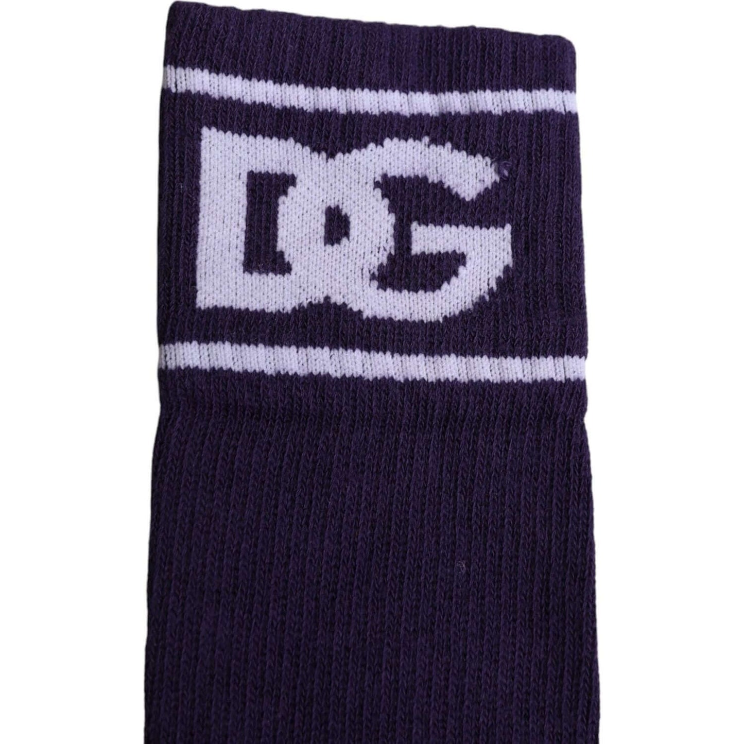 Dolce & Gabbana purple open toe socks with DG logo, cotton blend, men's fashion, made in Italy.