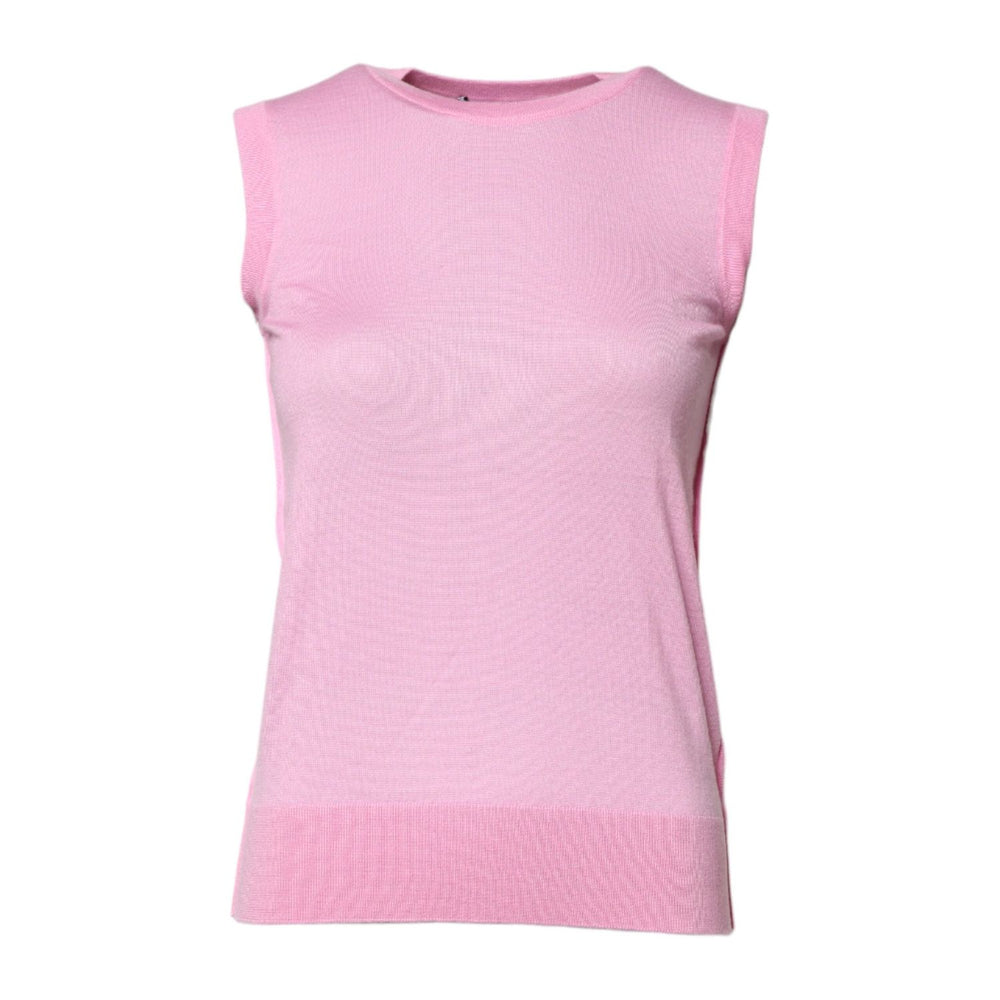 Dolce & Gabbana Pink Cashmere Round Neck Sleeveless Tank Top TSH878585-36