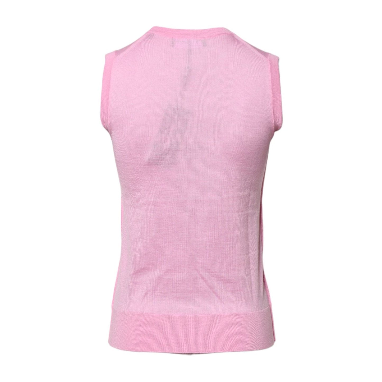 Dolce & Gabbana Pink Cashmere Round Neck Sleeveless Tank Top TSH878585-36