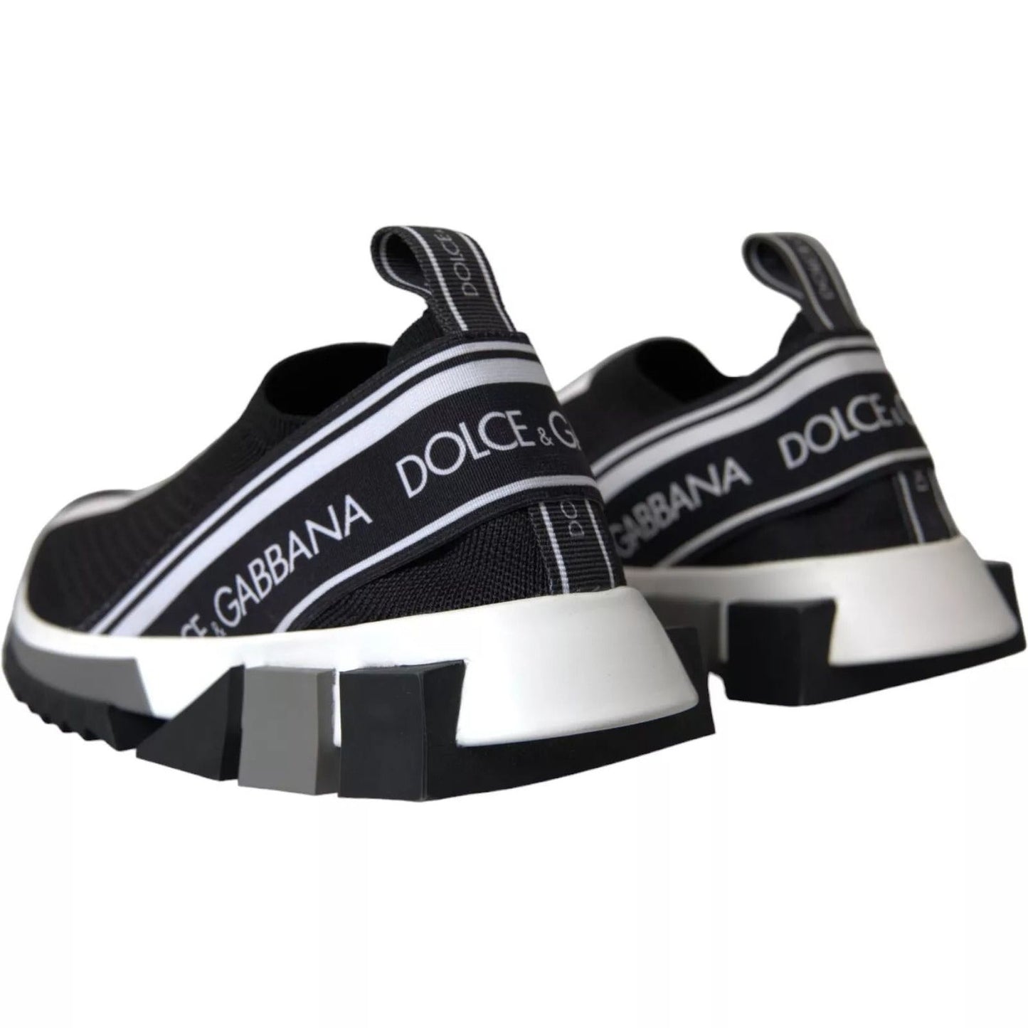 Dolce & Gabbana Black White Slip On Sorrento Sneakers Shoes LA10685-36