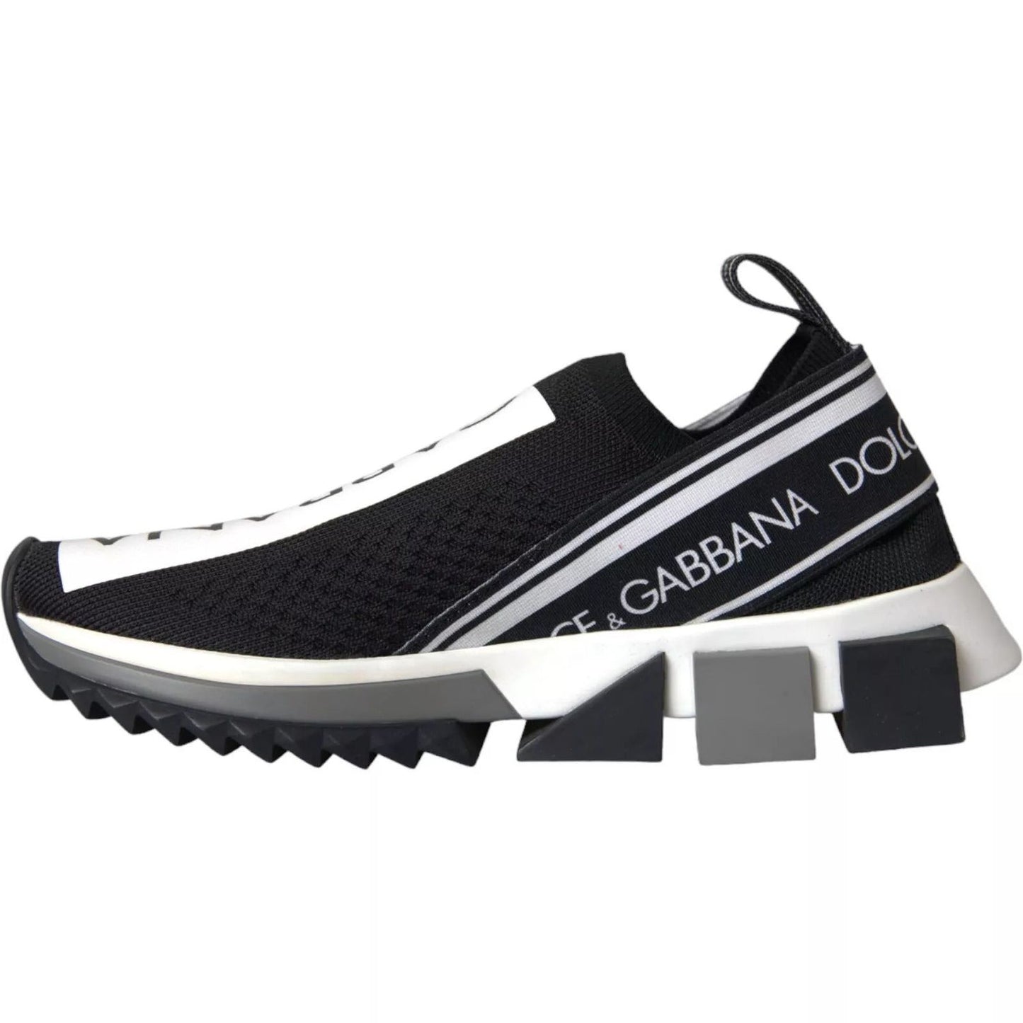Dolce & Gabbana Black White Slip On Sorrento Sneakers Shoes LA10685-36