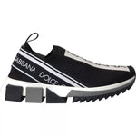 Dolce & Gabbana Black White Slip On Sorrento Sneakers Shoes LA10685-36