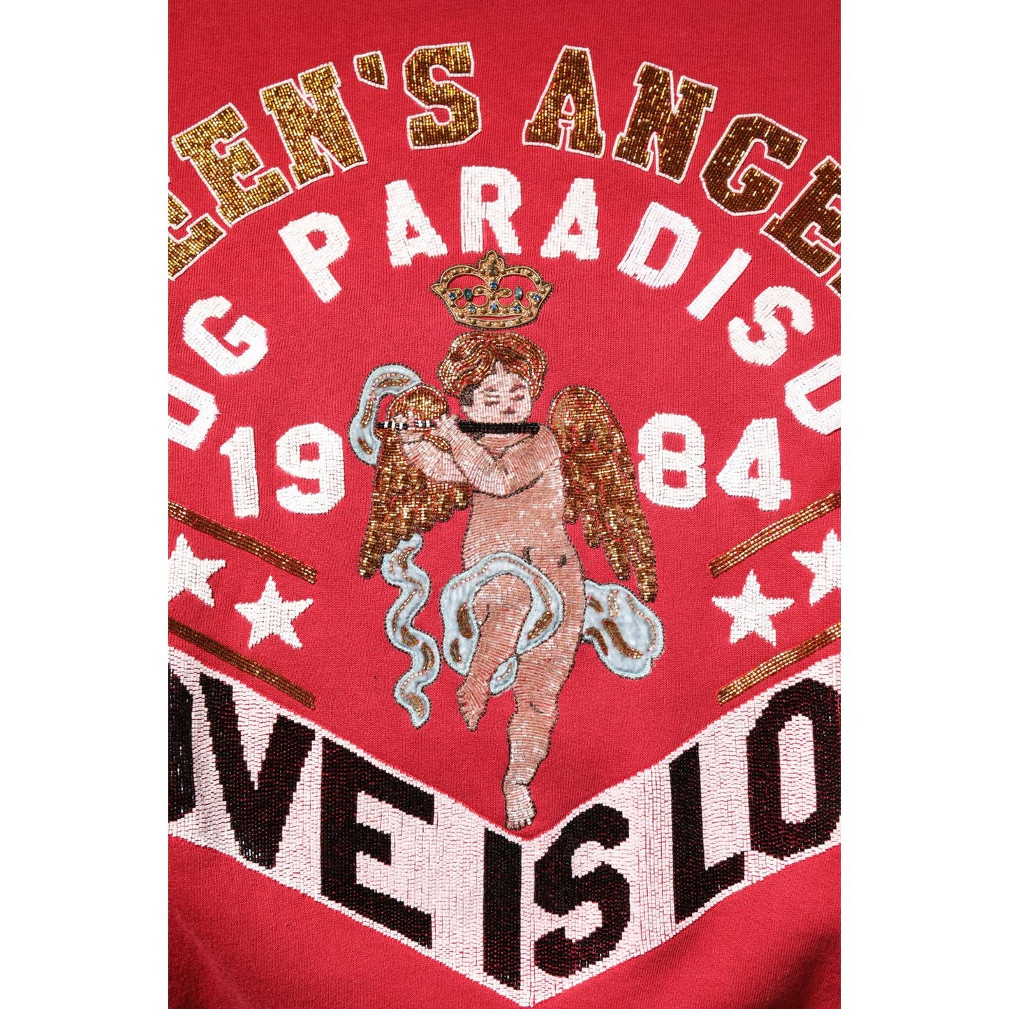 Dolce & Gabbana Red Sequin Knit Pullover Sweatshirt Sweater