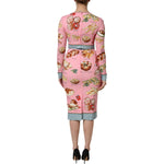 Dolce & Gabbana Pink Pastry Print Bodycon Sheath Midi Dress DR81696-38