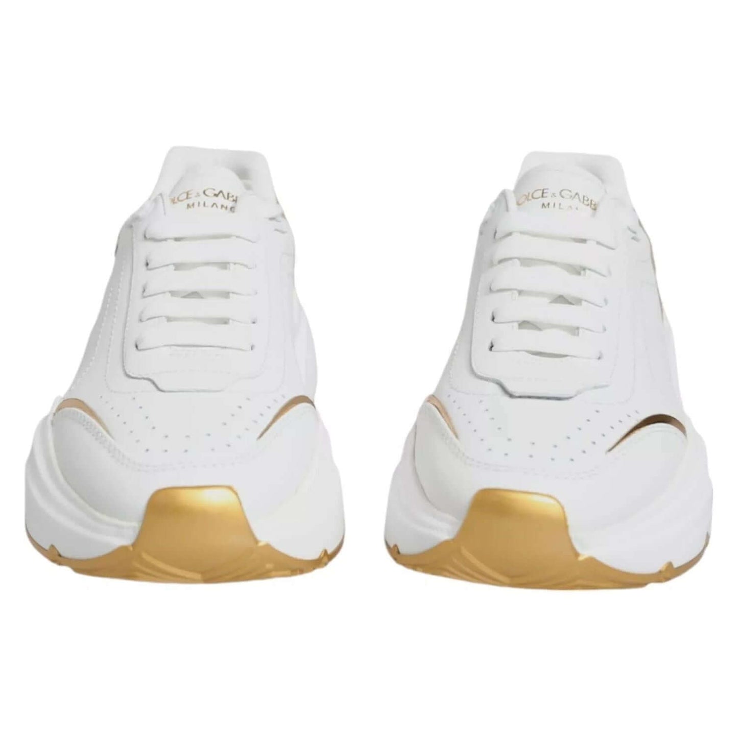 Dolce & Gabbana white gold low-top Daymaster sneakers, calf leather, lace-up closure, logo details, rubber sole, high craftsmanship.