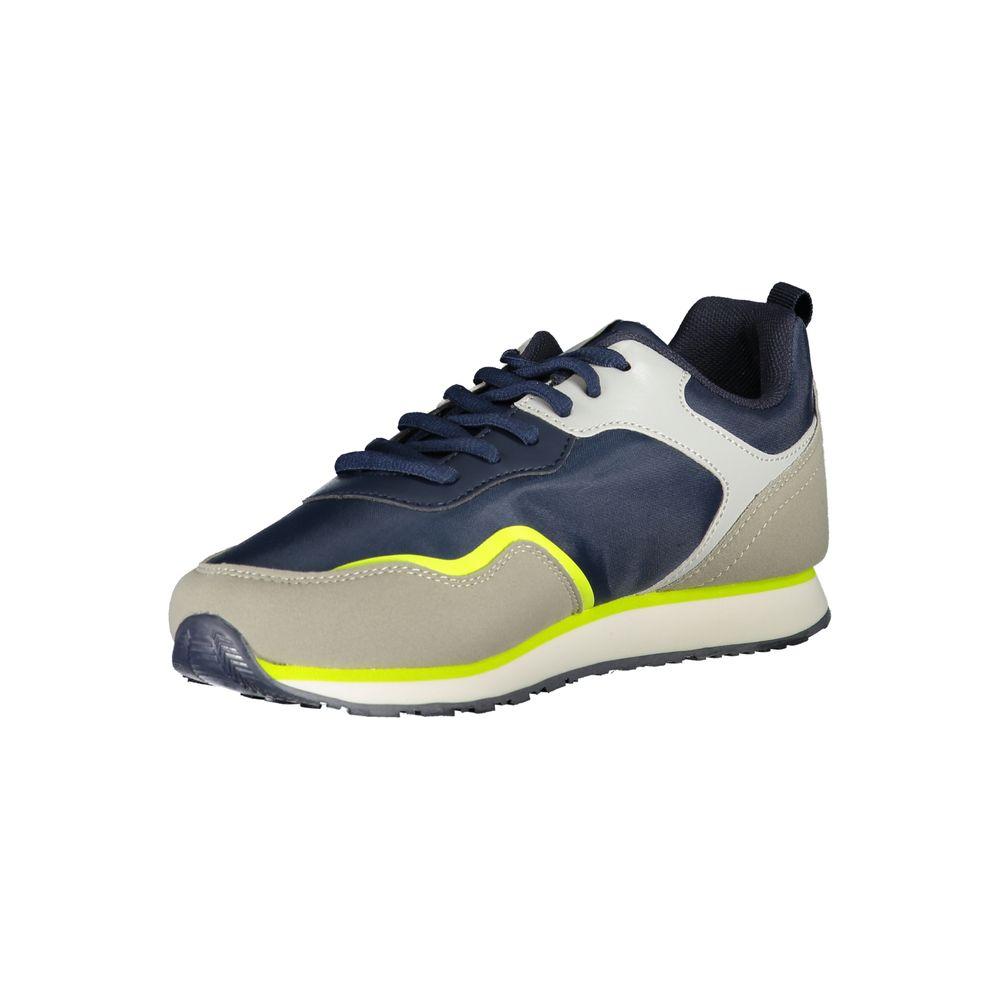 U.S. Polo Assn. blue polyester sneaker with laces, contrast details, print, and logo. Ideal sports footwear.