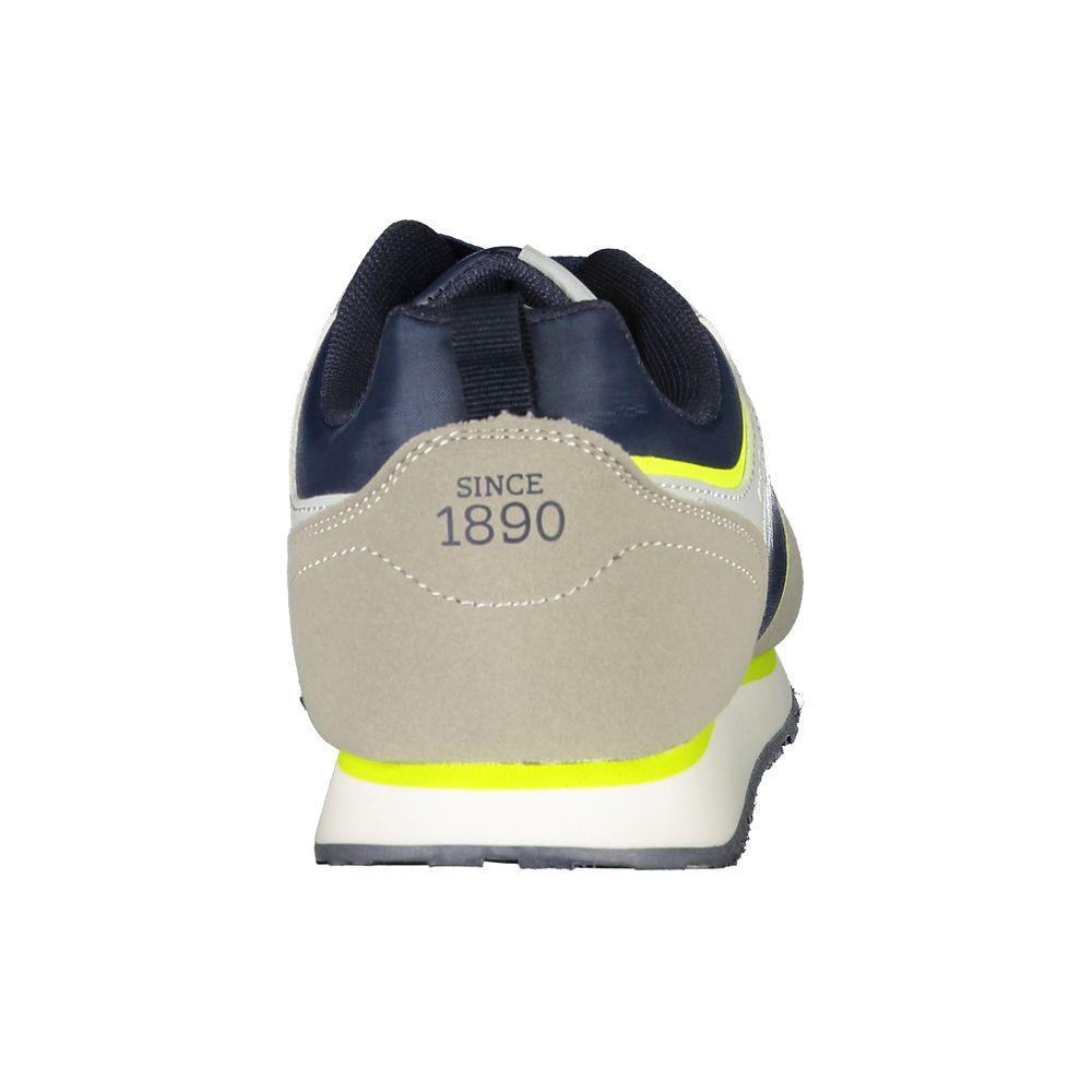 Back view of U.S. POLO ASSN. blue polyester sneaker with logo and contrast details, showcasing sporty design and branding.