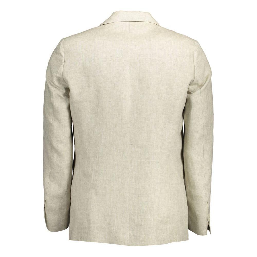 Gant Beige Linen Men Jacket GA-12649-IT48 | M