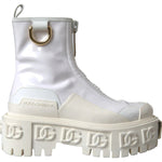 Dolce & Gabbana White Leather Rubber Logo Ankle Boots Shoes LA11042#2-37