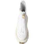 Dolce & Gabbana White Leather Rubber Logo Ankle Boots Shoes LA11042#2-37