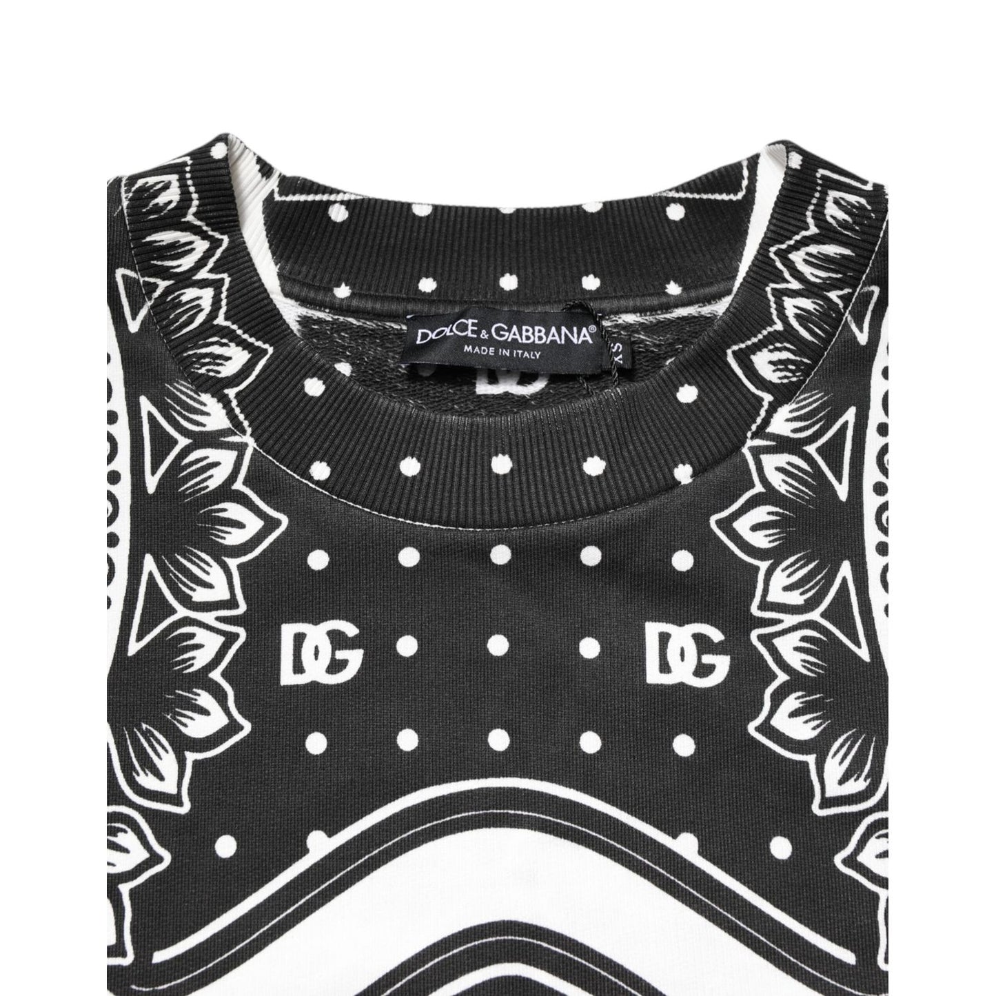 Dolce & Gabbana Black White Bandana Cotton Men Sweatshirt Sweater