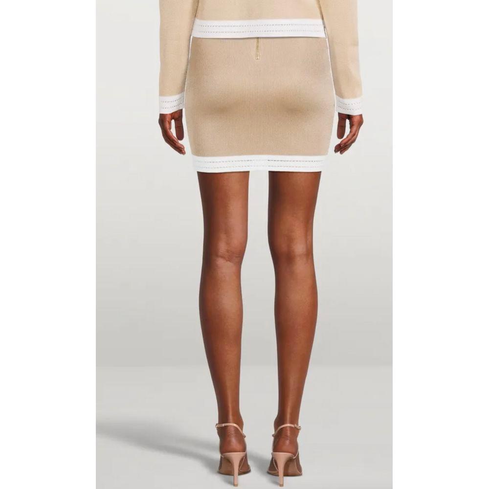 Balmain Beige Viscose Skirt BA-15451-IT38|XS