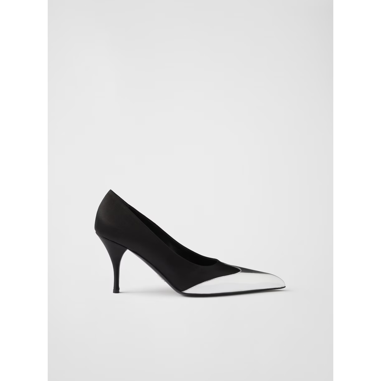 Prada Black Satin And Metallic Silver Leather Pumps 1I968N_049_F0002_F_A085_37