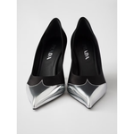 Prada Black Satin And Metallic Silver Leather Pumps 1I968N_049_F0002_F_A085_37