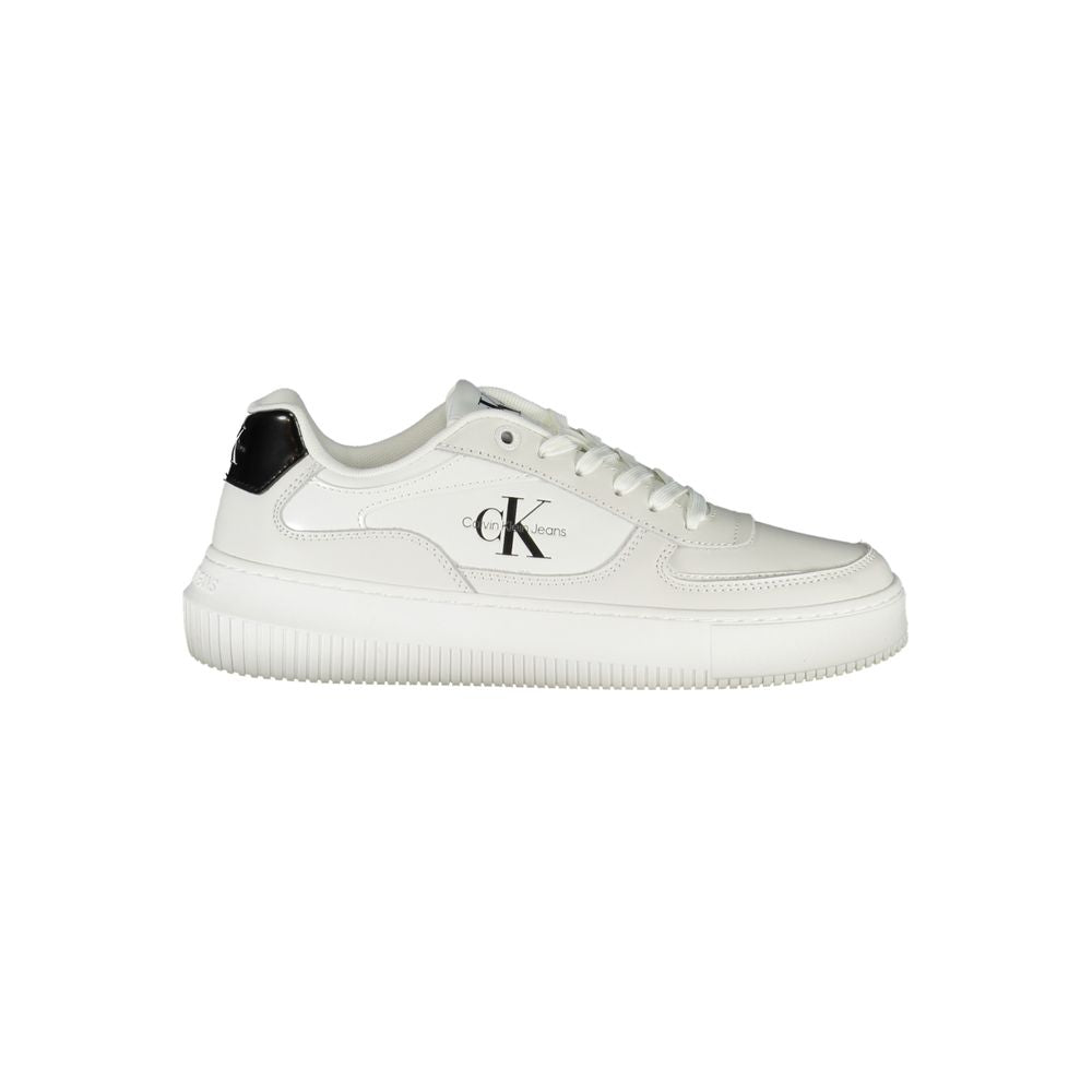 Calvin Klein Sleek White Lace-Up Sneakers with Contrast Details CA-28512-EU37/US7