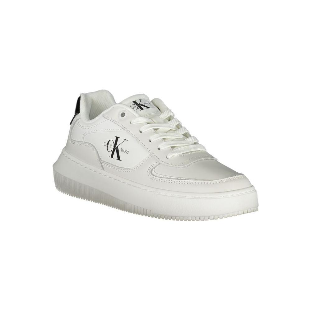 Calvin Klein Sleek White Lace-Up Sneakers with Contrast Details CA-28512-EU37/US7