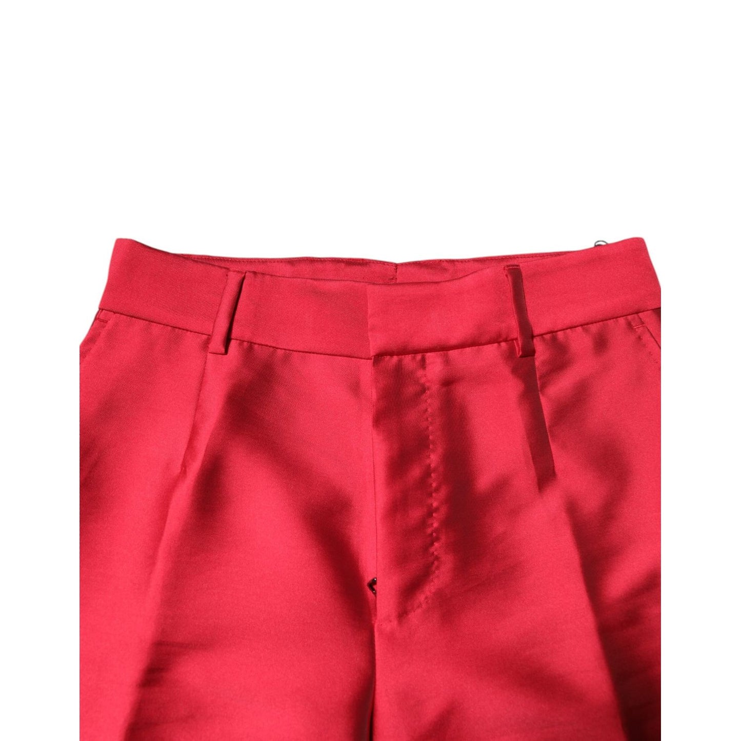 Dolce & Gabbana Red Polyester Cropped Dress Pants