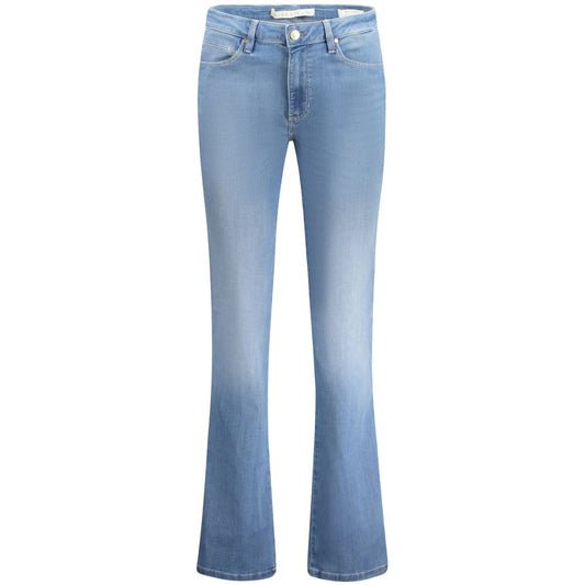 Guess Jeans Blue Cotton Women Jeans mid-rise organic denim with washed effect and classic 5-pocket design.
