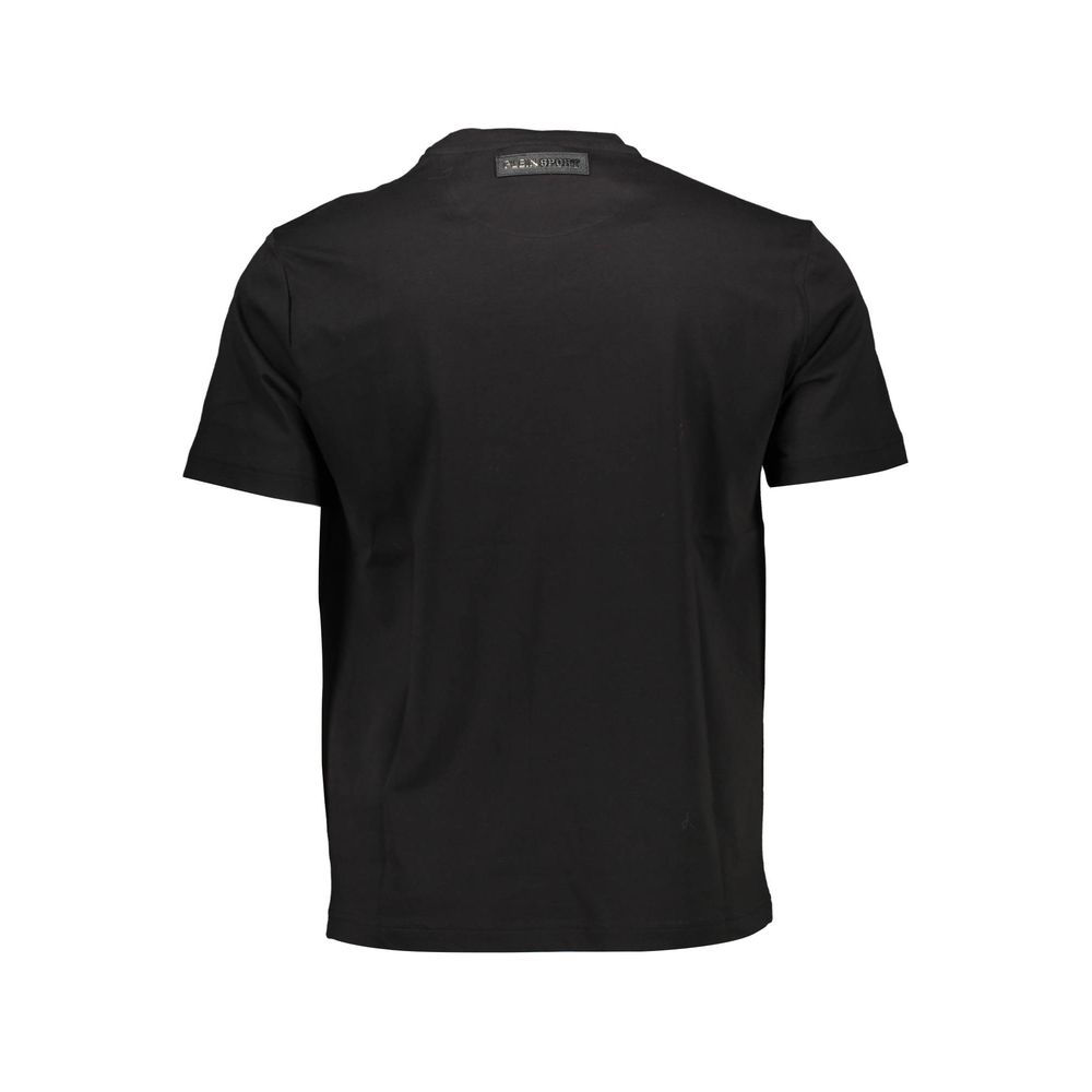 Back view of Plein Sport Black Cotton Men T-Shirt with crew neck and short sleeves.