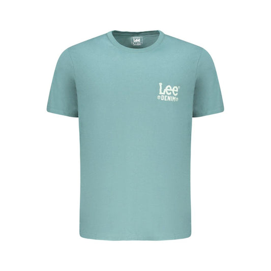 Lee Green Cotton Men T-Shirt with logo, crew neck, and short sleeves; crafted for comfort and style in breathable 100% cotton fabric.
