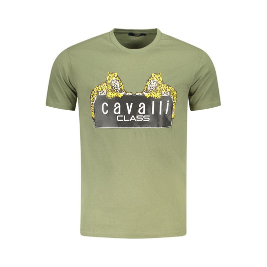 Cavalli Class Green Cotton Men T-Shirt
