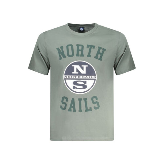 North Sails Green Cotton Men T-Shirt with logo and print on front