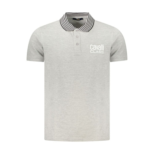 Cavalli Class Gray Cotton Polo Shirt