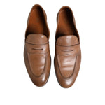 Brunello Cucinelli Brown Leather Loafer Dress Shoes MV7266-44.5