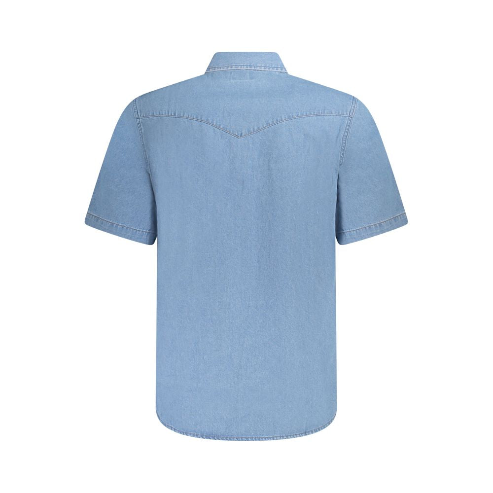 Wrangler Light Blue Cotton Men Shirt WR-35314-S