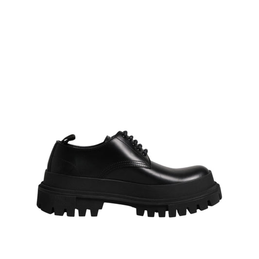 Dolce & Gabbana Black Leather Lace Up Derby Men Dress Shoes