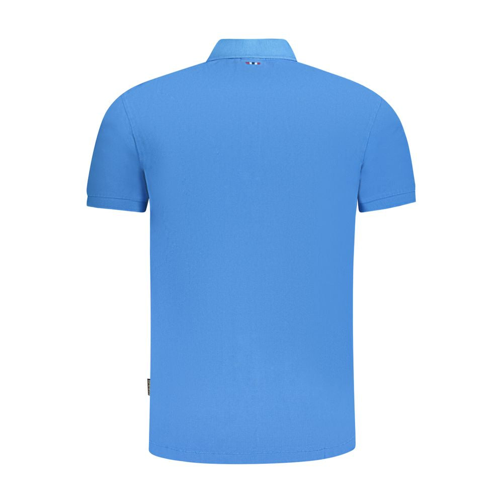 Napapijri Blue Cotton Men Polo Shirt with sleek design and signature logo.