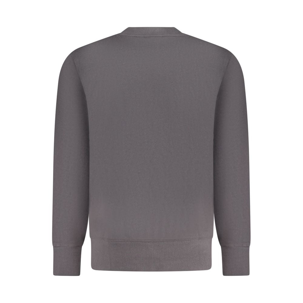 Back view of Calvin Klein Black Cotton Men Sweater showcasing luxurious brushed texture and sustainable design.