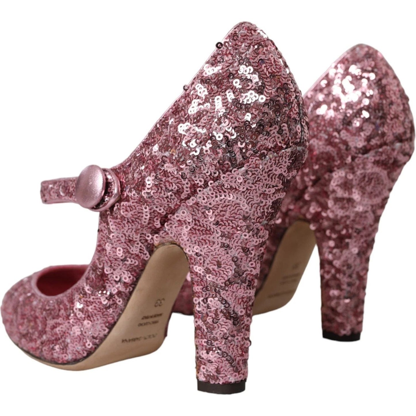 Dolce & Gabbana Pink Sequin Mary Jane Pumps High Heels Shoes LA10741-39