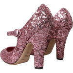 Dolce & Gabbana Pink Sequin Mary Jane Pumps High Heels Shoes LA10741-39