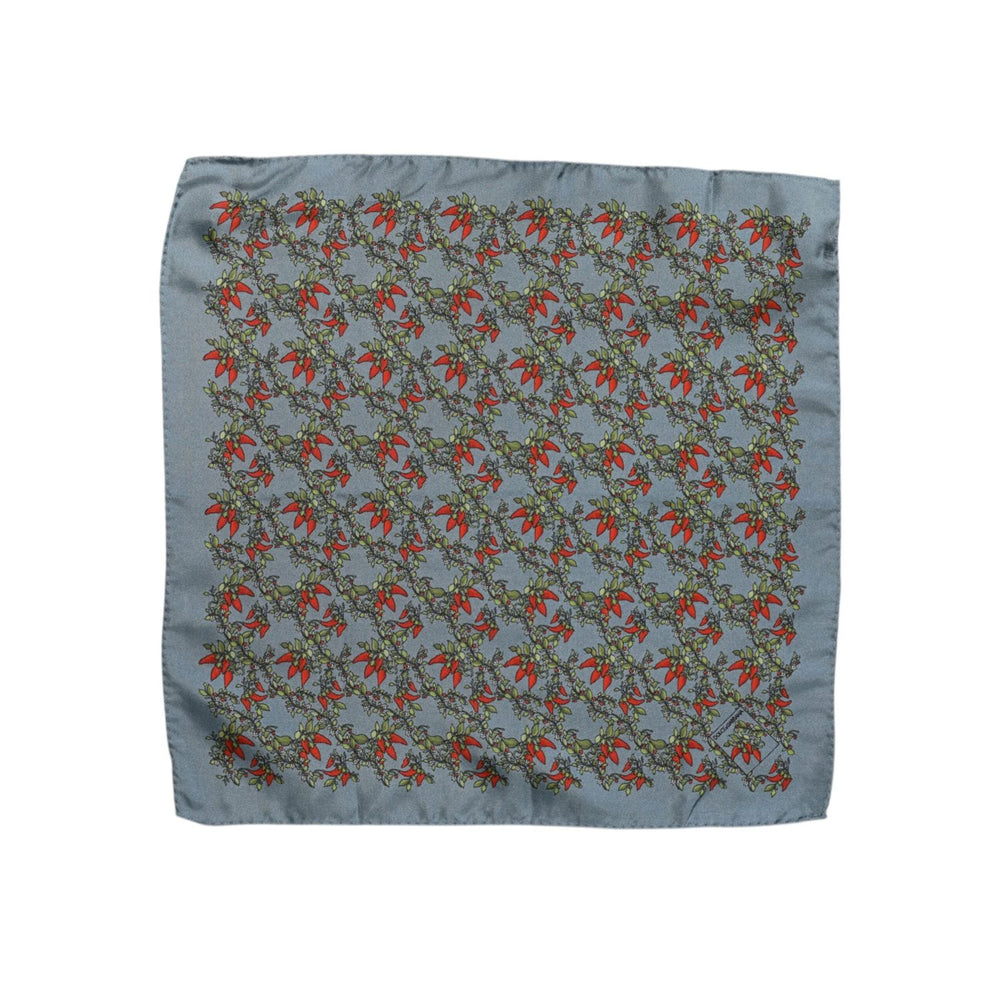 Dolce & Gabbana Gray Chilis Silk Square Men Foulard Scarf MS7340