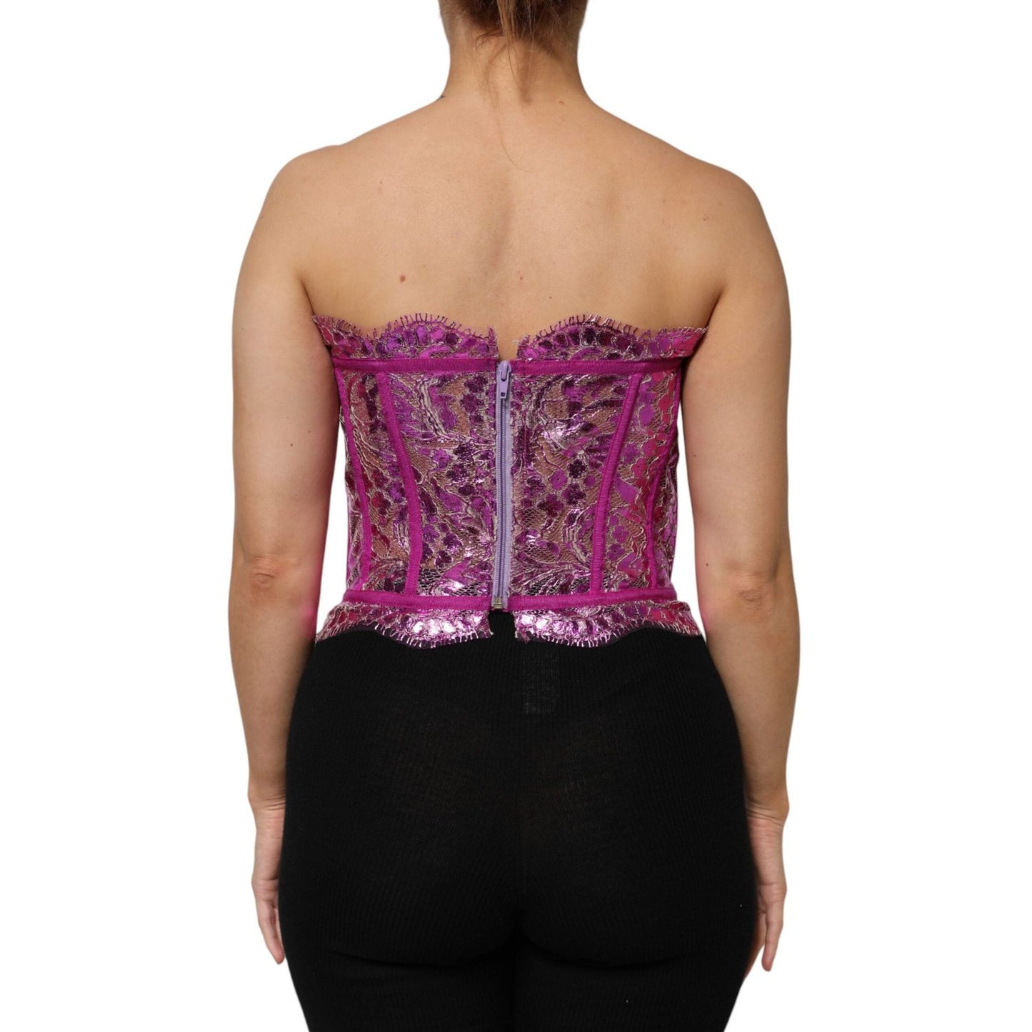 Dolce & Gabbana Pink Bustier Sleeveless Corset Blouse Top TSH87614-46