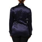 Dolce & Gabbana Dark Purple Silk Ascot Collared Blouse Top TSH90563-44