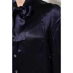 Dolce & Gabbana Dark Purple Silk Ascot Collared Blouse Top TSH90563-44