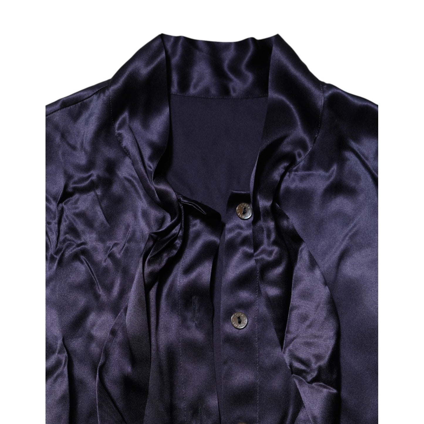 Dolce & Gabbana Dark Purple Silk Ascot Collared Blouse Top TSH90563-44