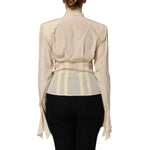 Dolce & Gabbana Light Yellow Ascot Collar Buttoned Blouse Top TSH906998-42