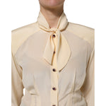 Dolce & Gabbana Light Yellow Ascot Collar Buttoned Blouse Top TSH906998-42