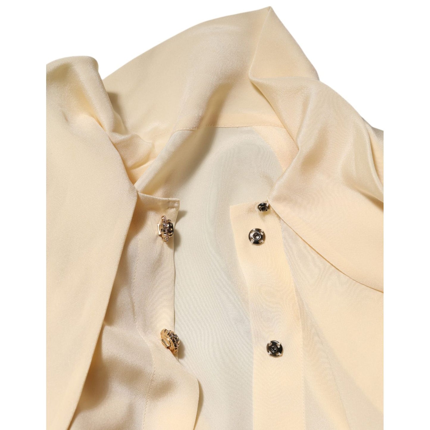 Dolce & Gabbana Light Yellow Ascot Collar Buttoned Blouse Top TSH906998-42