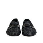 Dolce & Gabbana Black Woven Leather Slip On Loafers Men Shoes MV7485-39