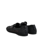 Dolce & Gabbana Black Woven Leather Slip On Loafers Men Shoes MV7485-39