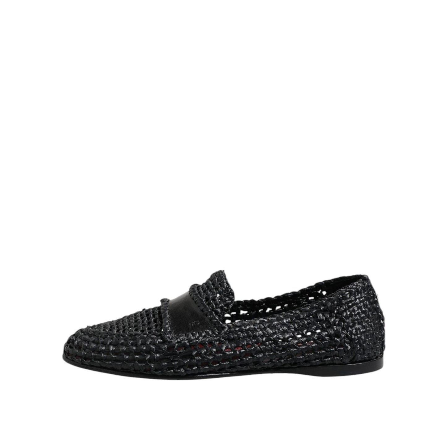 Dolce & Gabbana Black Woven Leather Slip On Loafers Men Shoes MV7485-39