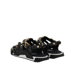 Dolce & Gabbana Black Leather Studded Ankle Strap Sandals Shoes MV7475-41