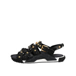 Dolce & Gabbana Black Leather Studded Ankle Strap Sandals Shoes MV7475-41