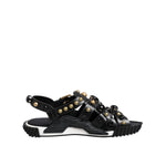 Dolce & Gabbana Black Leather Studded Ankle Strap Sandals Shoes MV7475-41