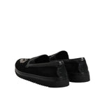 Dolce & Gabbana Black Embroidered Crown Loafers Shoes