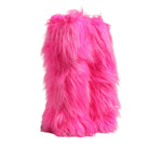 Dolce & Gabbana Pink Faux Fur Leather High Heels Boots Shoes